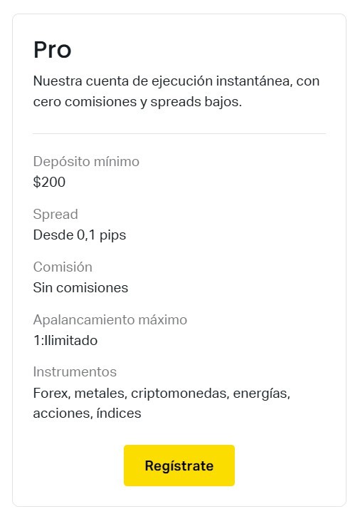 Cuenta Pro de Exness