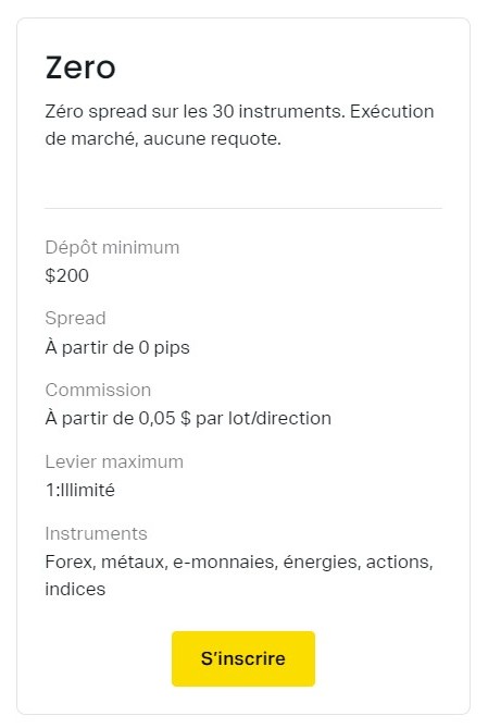 Compte Exness Zéro
